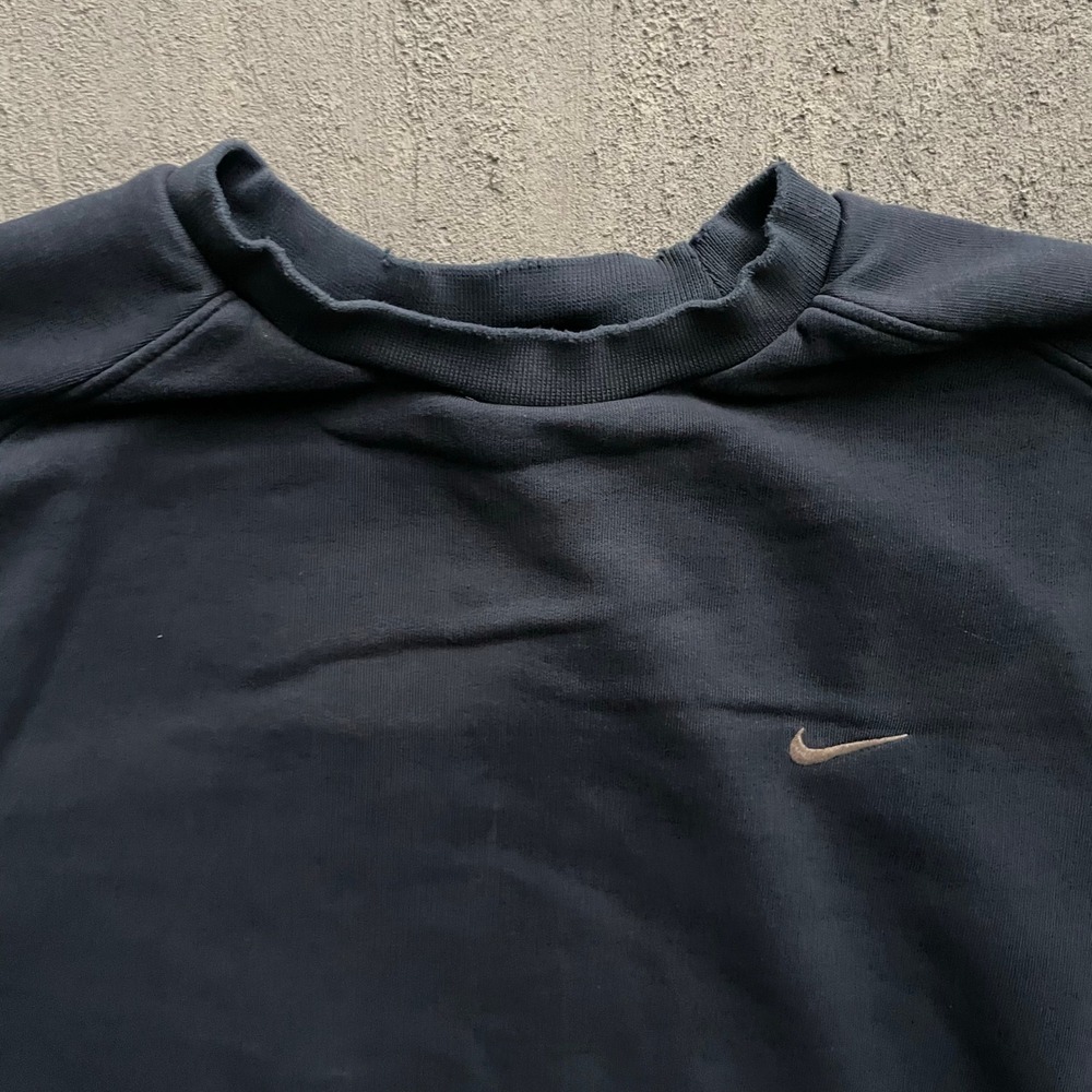 Vintage Nike Swoosh Sweatshirt Mens Large Navy Blue 90s - Picture 2 of 8